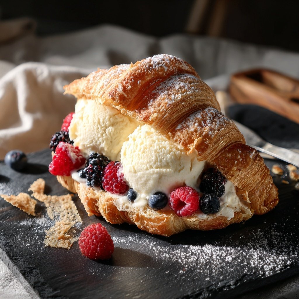 Sándwich helado de croissant de masa madre