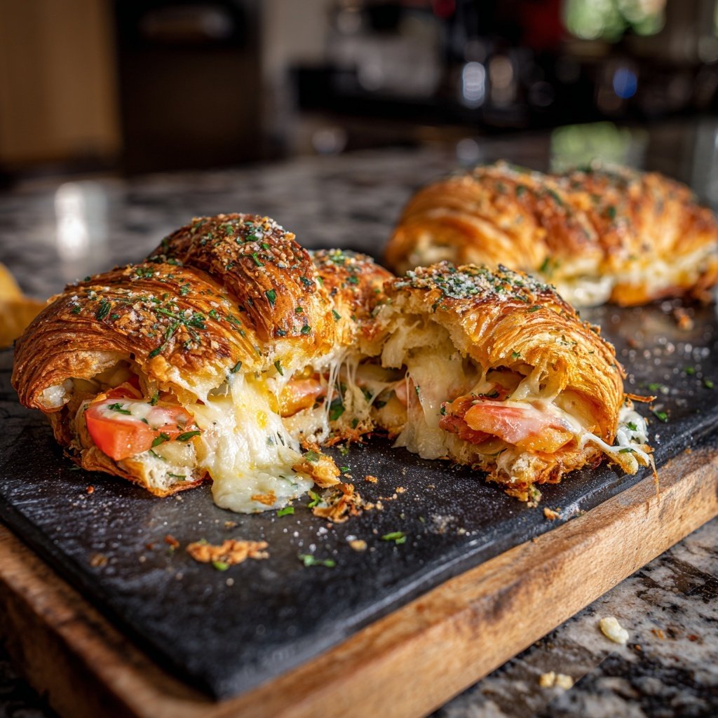 Sándwich a la plancha de croissant de masa madre