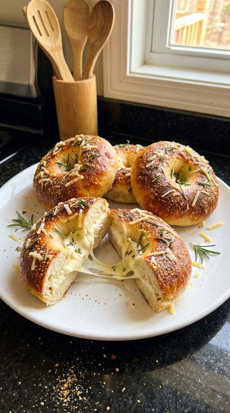 Bagels con hierbas y queso