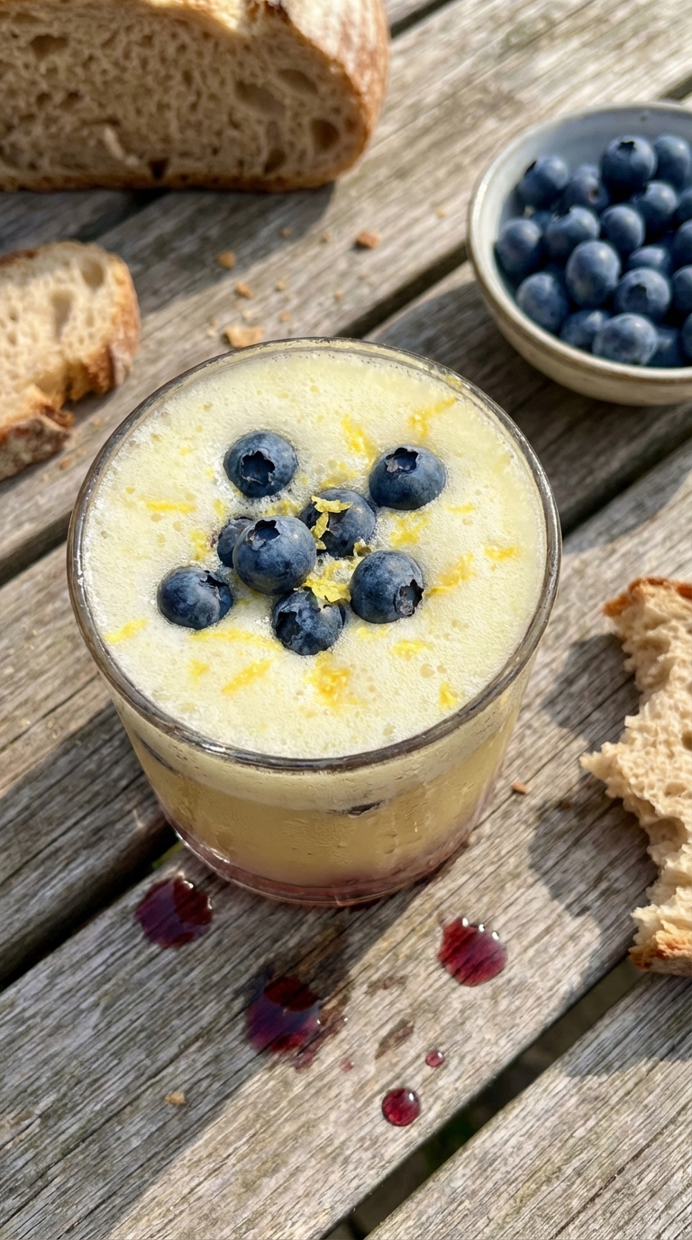 Cóctel de masa madre limoncello arándanos