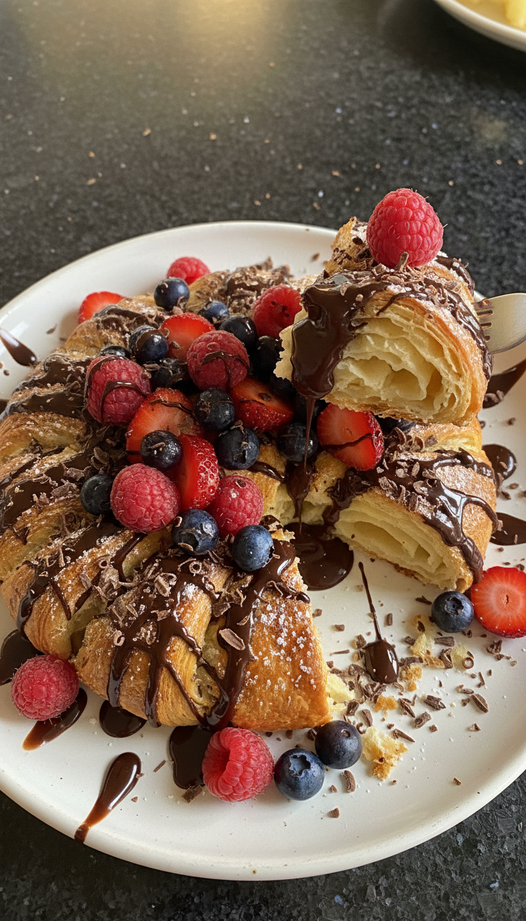 Cazuela dulce de croissant para desayuno