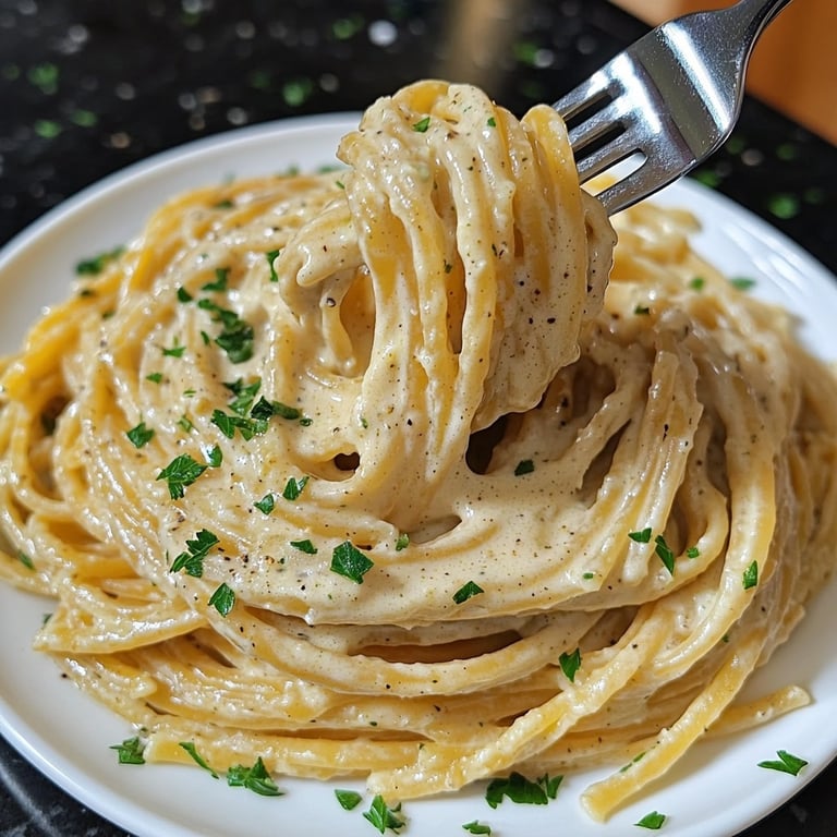Pasta rápida y fácil con salsa cremosa de ajo