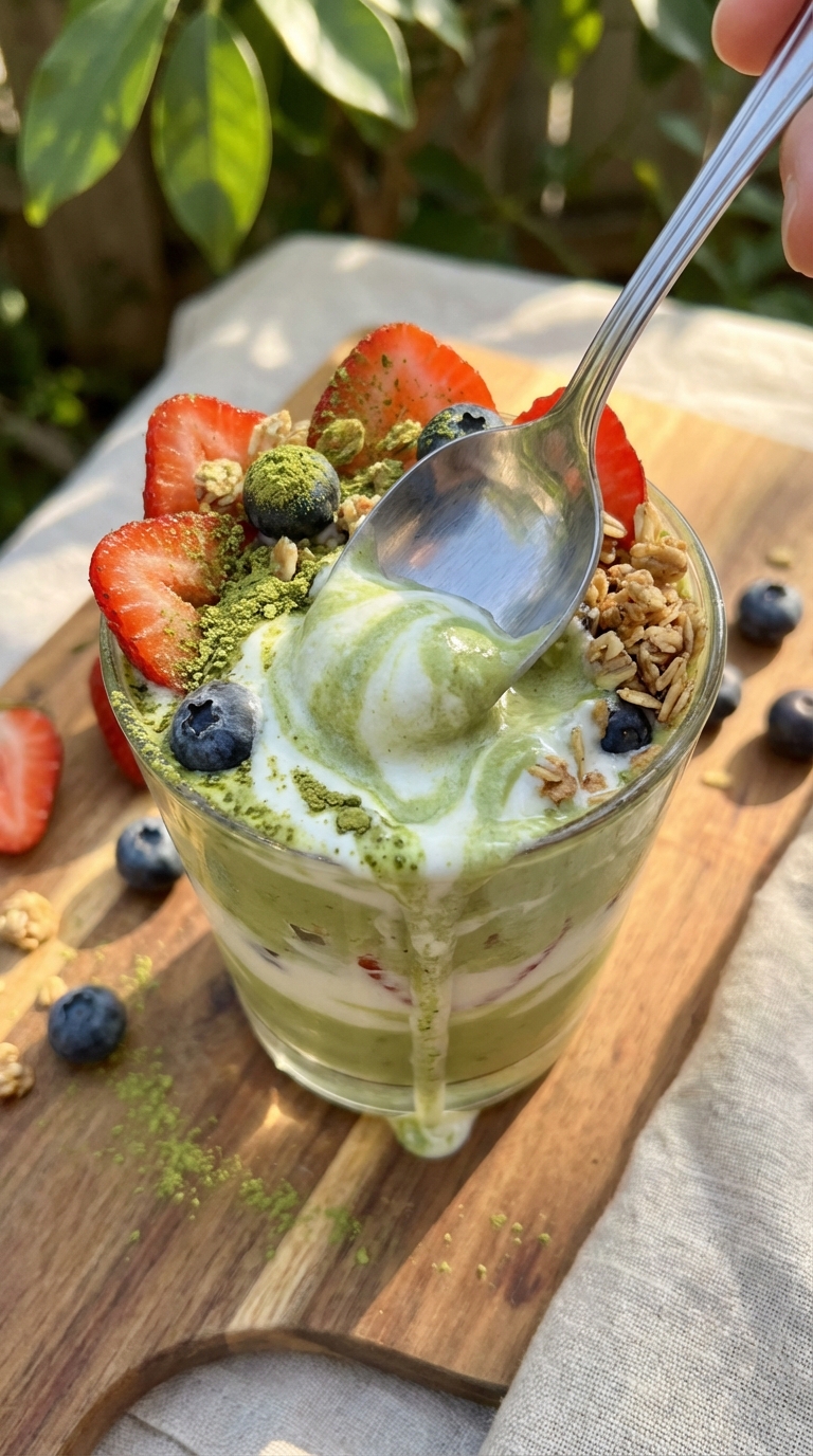 Copas de yogur congelado matcha