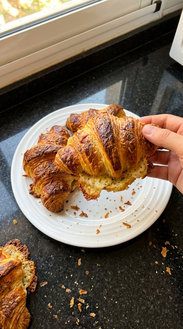 Horneado salado de croissants para desayuno