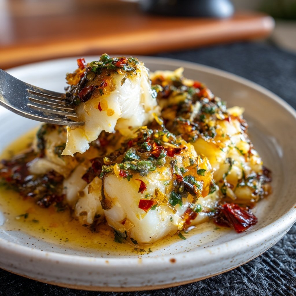 Bacalao al pil pil con ajo y guindilla​