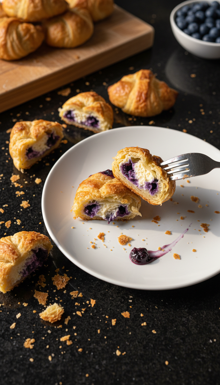 Bocaditos de croissant cheesecake de arándanos