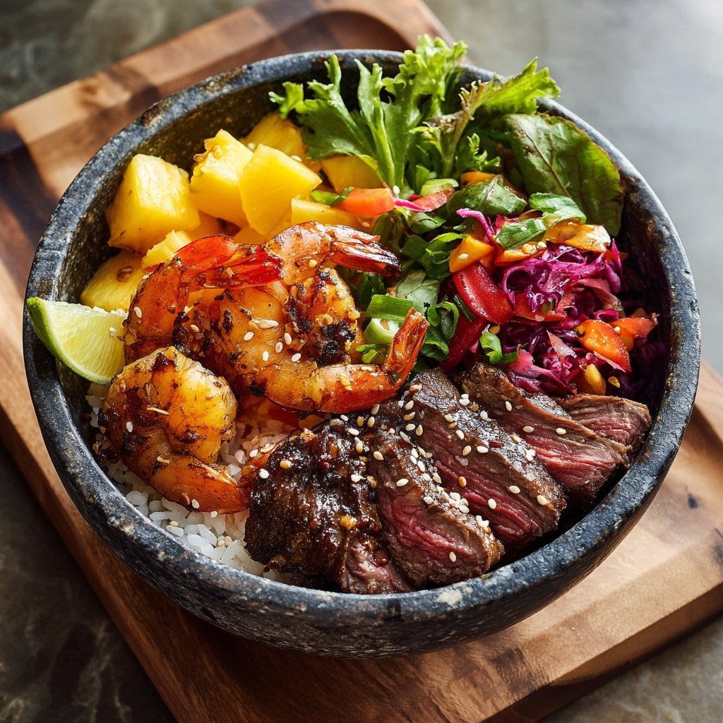 Poke Bowl Surf and Turf Tropical