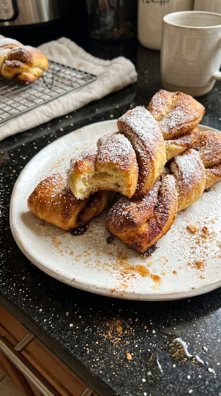Torsadas de masa madre canela azúcar