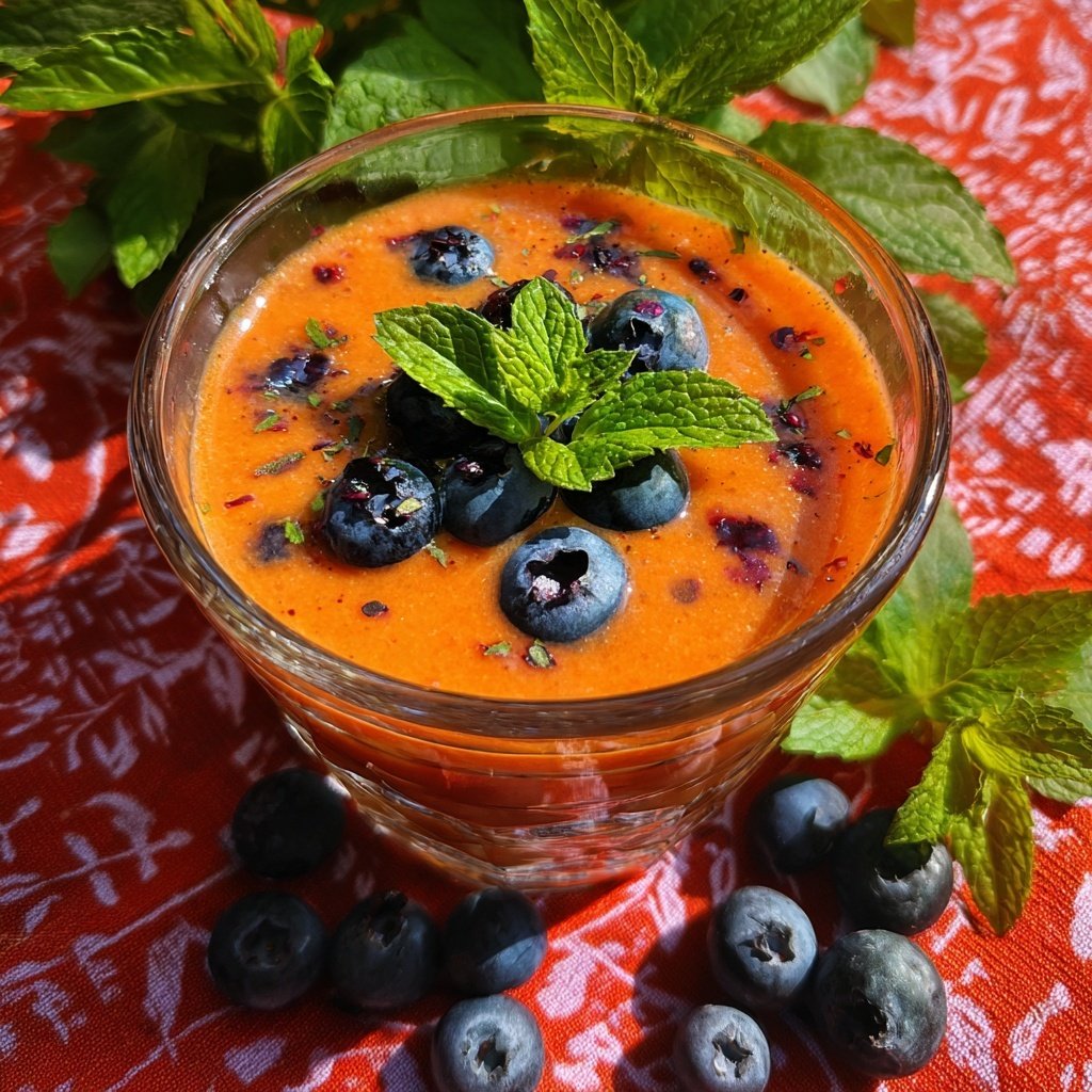 Gazpacho limón arándanos