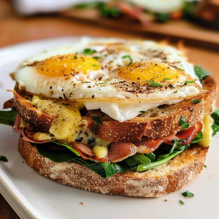 Sándwiches de desayuno con huevo y espinacas