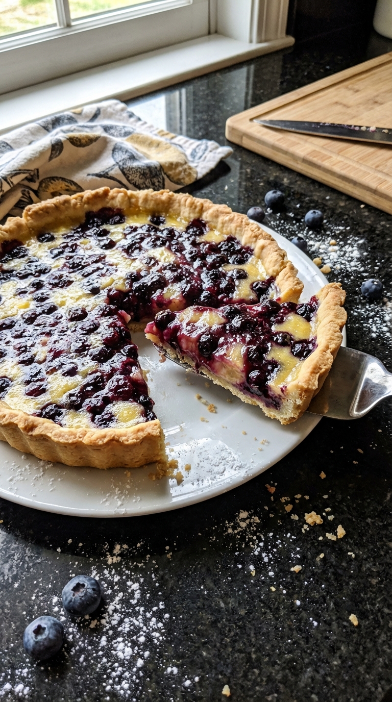 Tarta clásica de arándanos limón