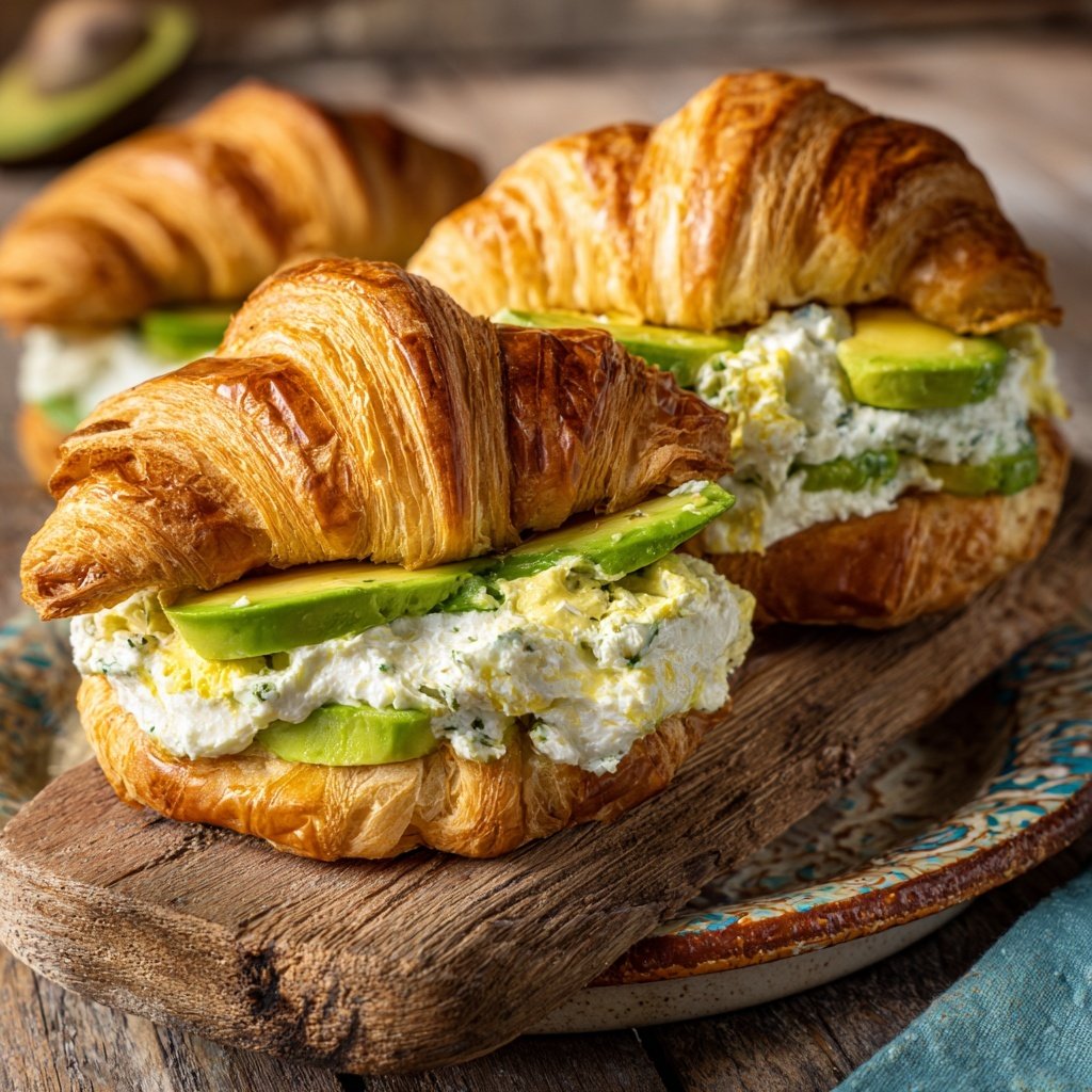 Mini sándwiches de croissant de masa madre