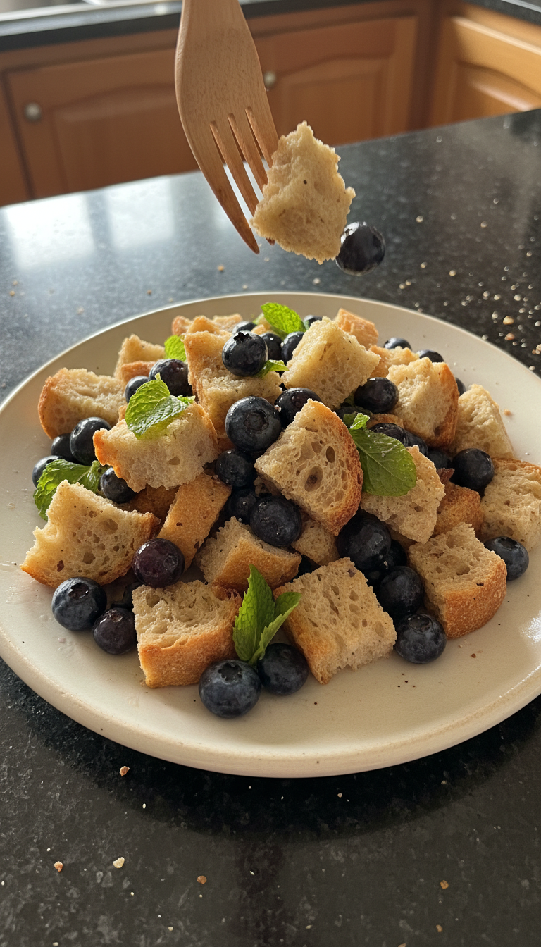 Ensalada de masa madre arándanos menta