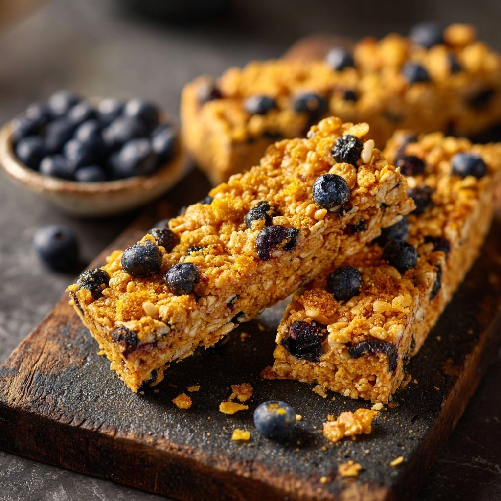 Barritas de granola crujientes limón arándanos