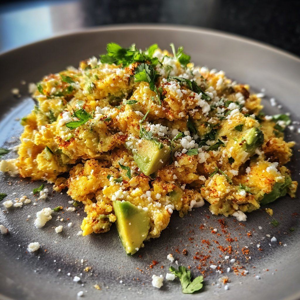 Hash de requesón con aguacate