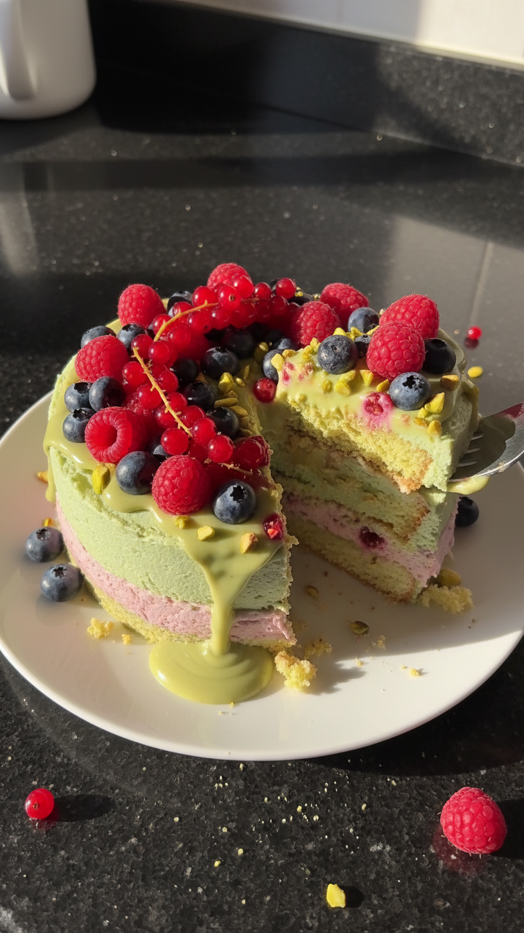 Pastel de Pistacho y Bayas de Galentine